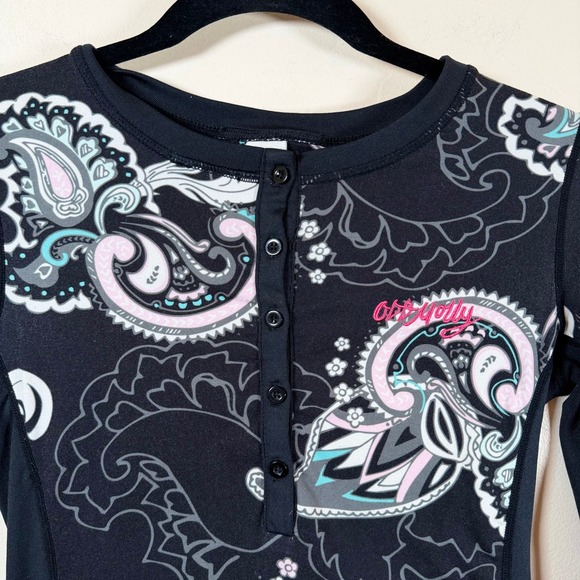 Odd Molly Love Base Layer Y2K Technical Fitted Henley Top Size XS Stretch Active - Picture 4 of 8